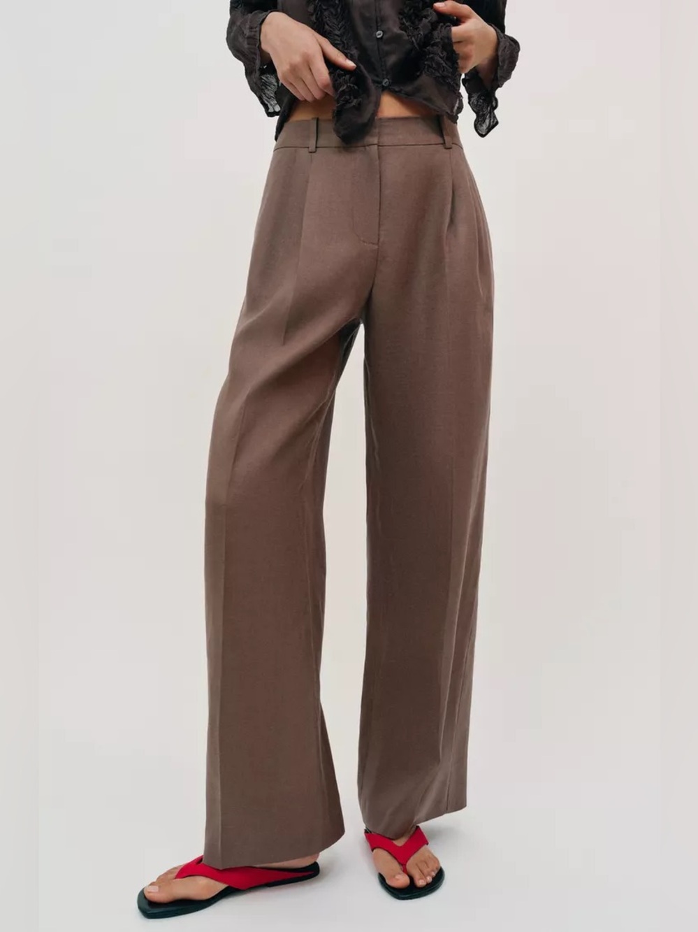 Zara 100% LINEN STRAIGHT LEG PANTS